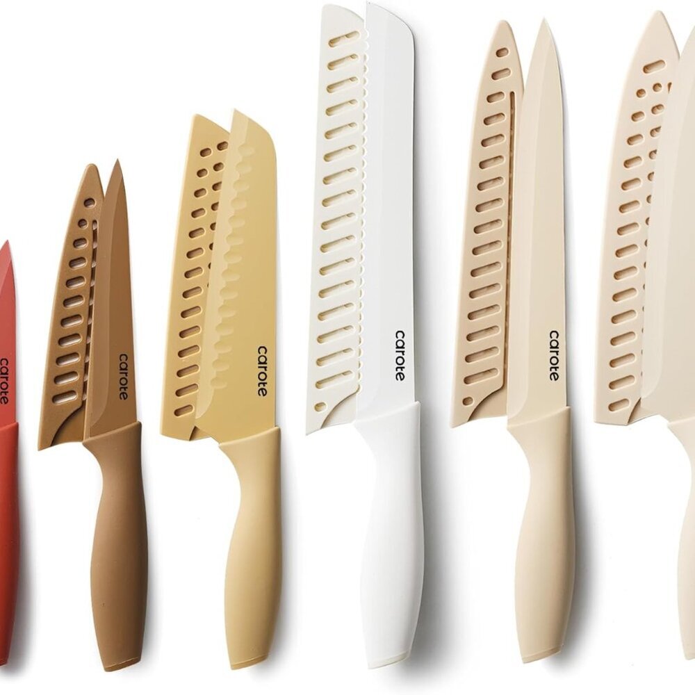 12 Pieces Kitchen Knife Set, Stainless Steel Knife Set With Nonstick Ceramic Coa